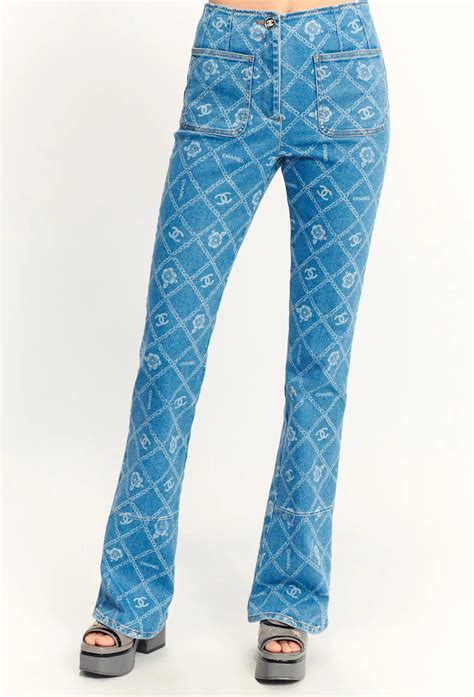 chanel logo pants|Chanel jeans women's.